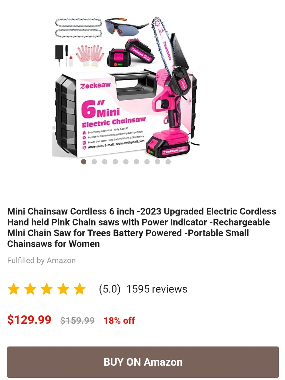 NEW Zeeksaw Pink Cordless Mini Chainsaw Complete Kit - Picture 2 of 2